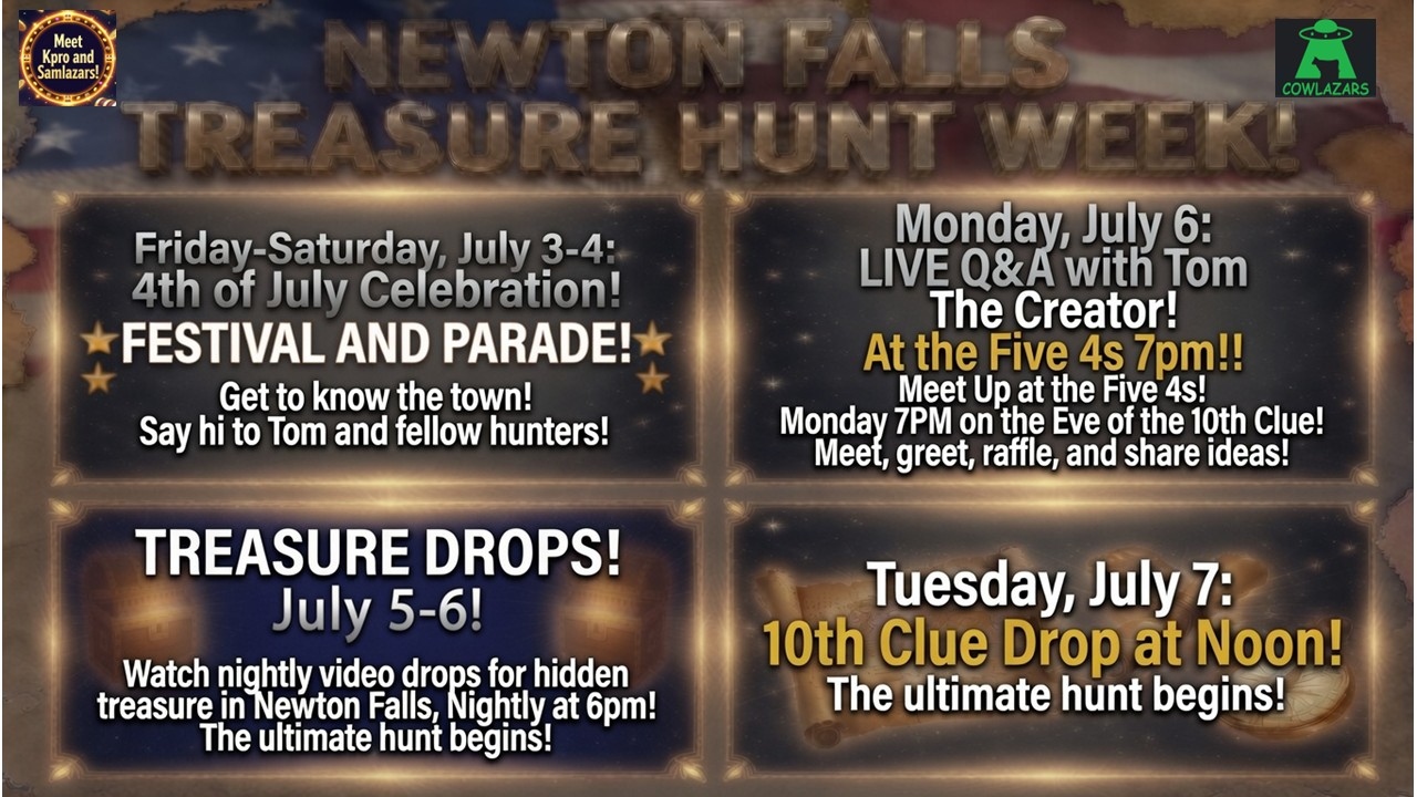Newton Falls Treasure Hunt Week official graphic — Cowlazars, KPro & Samlazars